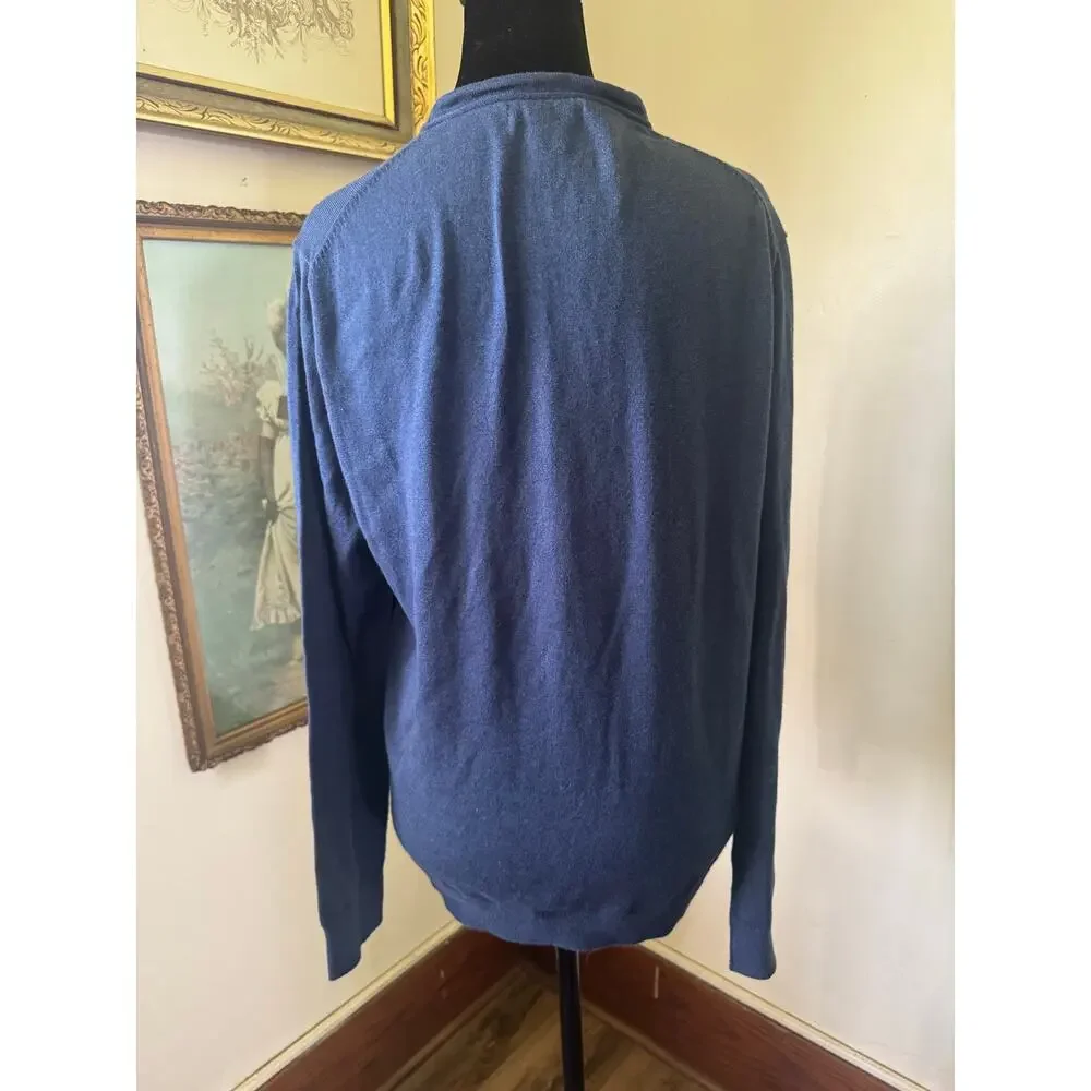 85% Pima Cotton 15% Cashmere Banana Republic Blue Crewneck Sweater S